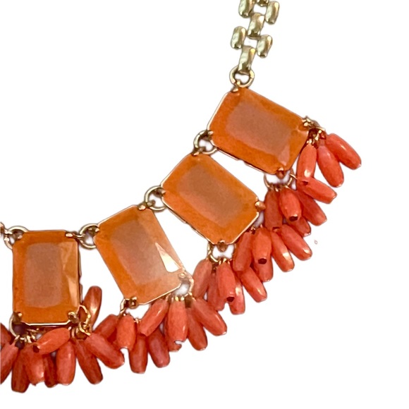 New - J. Crew Signed Orange Statement Necklace - Picture 5 of 8